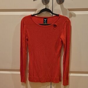 Burton Red Long Sleeve Ribbed DryRide Crew Top with Ring Detail